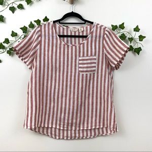 Christian Siriano 100% Linen Striped T Shirt SZ S